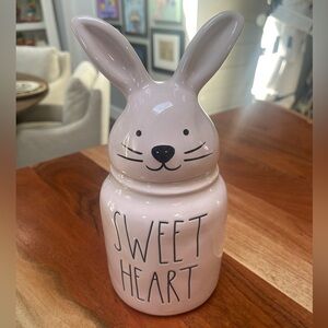 Rae Dunn-Pink 'Sweet Heart' Bunny Jar-New